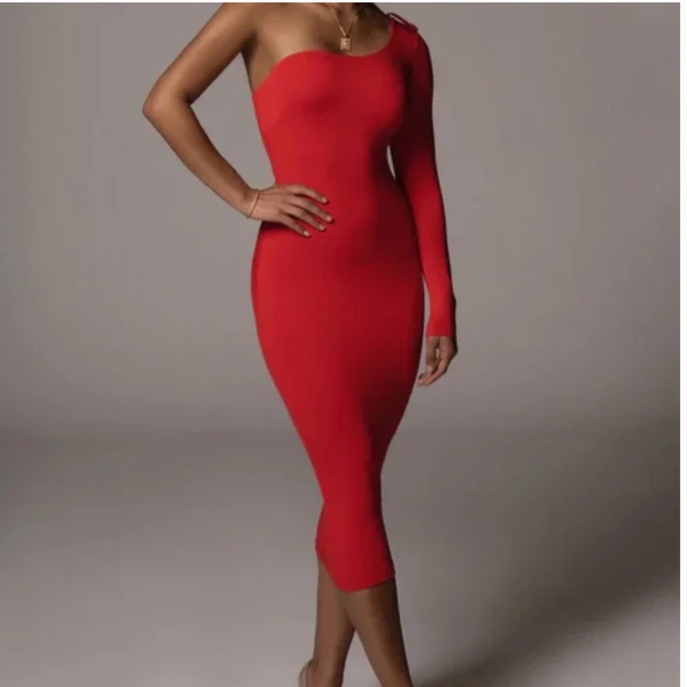 JLUXLABEL Red One Shoulder Dress - Medium - NWT!
